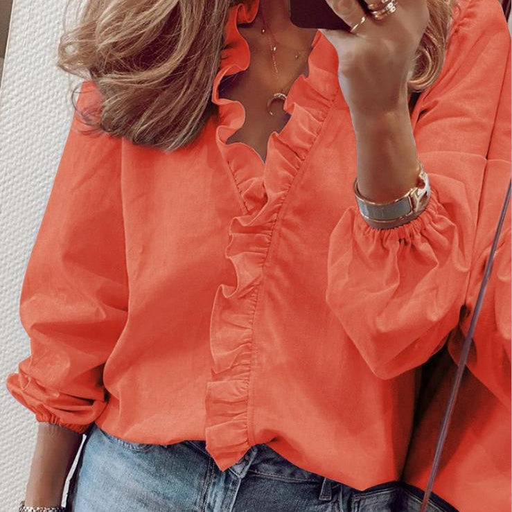 Talia | V-Neck Blouse with Charming Ruffles
